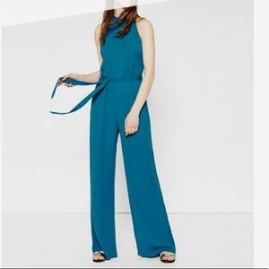 Zara jumpsuit wide leg medium teal EUC